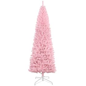 8' Artificial Christmas Tree Douglas Fir Pencil Christmas Tree with 1168 Realistic Branch Tips, Pink