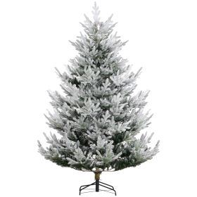 HOMCOM 7.5 Foot Artificial Christmas Tree, Pine Hinged Xmas Tree With 1218 Realistic Branches, Steel Base, Auto Open, Green
