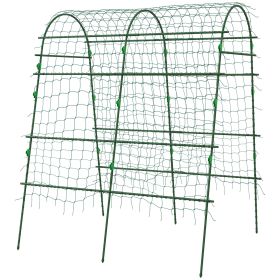 Metal Garden Trellis, Arch Trellis for Climbing Plants Outdoor, A-Frame, with Climbing Net, 57" x 66" x 81", Green