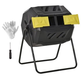 Tumbling Compost Bin Outdoor 360Â° Dual Chamber Rotating Composter 43 Gallon, Yellow
