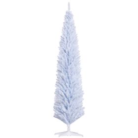 8ft Unlit Pencil Artificial Christmas Tree with Realistic Branches and 618 Tips, Plastic Base, White