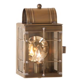 Small Wall Lantern in Weathered Brass - 1-Light