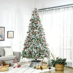 9' Tall Unlit Snow Flocked Pine Artificial Christmas Tree with Realistic Branches
