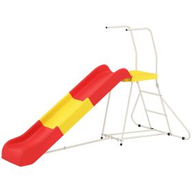 6ft Slide For Kids, Metal Freestanding Playground Equipment With Climbing Ladder, For Backyard, Outdoor, Indoor, Red