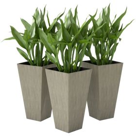 Tall Planters For Outdoor Plants Set Of 3, 28 In Taper Planters With Drainage Holes, Indoor Plant Pots, Front Porch Decor, Grey