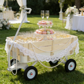 Outdoor Carriage, All Terrains, Wooden Railings, Solid Tires, Garden Carriage,Load-bearing Capacity176LBS