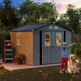 Outdoor Storage Shed, 8x8  Protective Film, Four Daylight Windows Lockable Doors,A Practical And Thoughtful Gift,two Colors Can Be Freely Selected Whi