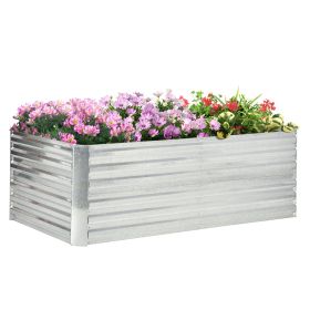Galvanized Raised Garden Bed, Steel Outdoor Planters with Reinforced Rods, 71" x 36" x 23", Silver