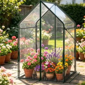 36' X 36' X 60' Portable Mini Greenhouse With PE Bottom Mat, 36X60 Inch Clear PVC Plant Grow Tent, Wind Resistant Metal Frame Outdoor Green House With