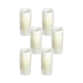 LED Wax Dripping Pillar Candle (Set of 6) 1.75"Dx4"H Wax/Plastic