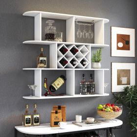 Large Wall Mounted 3 Tier  Rustic Bottle Wine Rack,Multifunctional Wooden Wall Mounted Wine Rack,Storage Rack With Wine Glass Holder,mounted Wall Stor