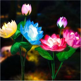 Solar Garden Lights, Lotus Flower Lights, Outdoor Light For Garden, Patio, Yard Decoration, 7 Color Changing Decorative Light, Larger Solar Panel-4 Pa