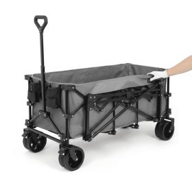 300L Folding Wagon Cart With 440lb Capacity, Big 7 All-Terrain Wheels & Drink Holders