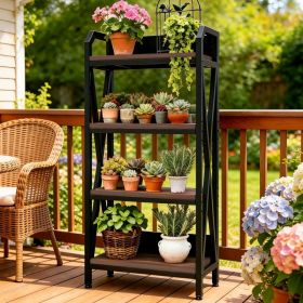 56.30'' Bakers Rack 4-Level Storage Shelves Mental And Wooden Kitchen Shelves, Kitchen Organizers And Storage, For Garage, Pantry, Bathroom ,25.60'' L