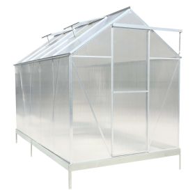 6.3x10.2x7 Polycarbonate Greenhouse, Heavy Duty Outdoor Aluminum Walk-in Green House Kit With Rain Gutter, Vent And Door For Backyard Garden, Color Al
