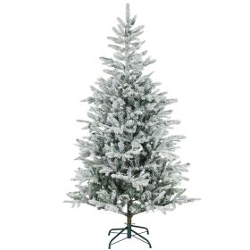 6 ft Artificial Frosted Christmas Tree with Realistic Branches, Wide Full Spruce, Hinged Xmas Tree, Easy Assembly