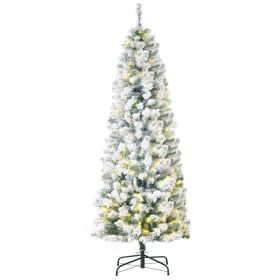 6ft Pre-Lit Snow-Flocked Slim Douglas Fir Artificial Christmas Tree with Realistic Branches, 250 LED Lights and 462 Tips