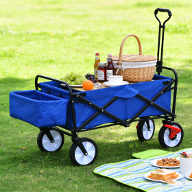 Folding Wagon Garden Shopping Beach Cart  Blue Colour