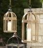 Set Of 2 Lanterns 21" & 28" Tall Wood/Metal/Glass