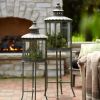 Lanterns w/Stand (Set of 2) 32"H, 53"H Metal/Glass
