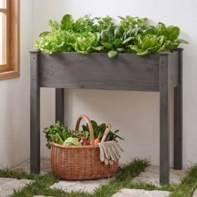 Bed - Cedar Planter With Non-Woven Liner, Bottom Drainage, 30-Inch Height, 34 X 18 X 30 In Sizes For Outdoor Plants Gray  Shipment From Walmart