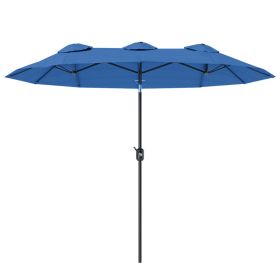 Double-sided Patio Umbrella, 9.5 Outdoor Umbrella With Push Button Tilt And Crank, 3 Air Vents And 12 Ribs, Navy Blue
