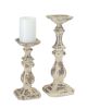 Candle Holder (Set Of 2) 10", 14"H Poly stone