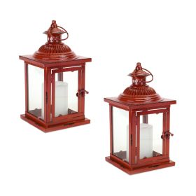 Lantern (Set of 2) 6"SQ x 13"H Metal/Glass