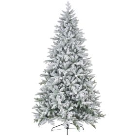8ft Artificial Flocked Christmas Tree with Snow Tips, Easy Assembly, Hinged Xmas Tree for Home Office Holiday