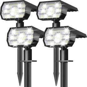 4-Pack IP68 Waterproof Solar Outdoor Lights: 56 LED Landscape Spotlights