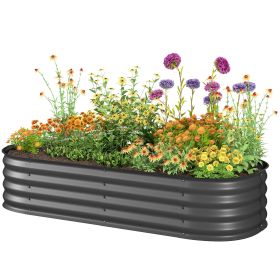 4.9' x 2' x 1' Galvanized Raised Garden Bed Kit, Metal Planter Box with Safety Edging, Dark Gray