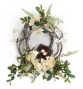 Hydrangea-Bird Nest Wreath (Set of 4) 20"D Polyester-Plastic