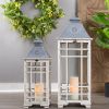 Set Of 2 Metal Lanterns - 24.5" & 33" Tall