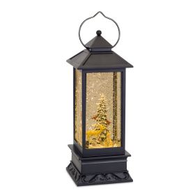 Lantern Snow Globe With Tree & Animals 10.5"H Plastic