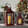 Lantern (Set of 2) 14"H, 20"H Metal/Glass