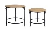 2-Pc Metal/Wood Nesting Tables - 17"H & 21"H