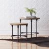 2-Pc Metal/Wood Nesting Tables - 17"H & 21"H