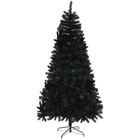 7.5ft Unlit Artificial Black Christmas Tree, Holiday DÃ©cor with 1346 Branch Tips, Auto Open and Steel Base