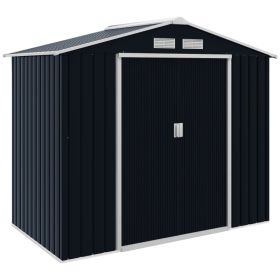 7'x4' Metal Outdoor Shed Organizer & Garden Storage With 4 Vents For Airflow & 2 Easy Sliding Doors - Dark GrayMultiple Packages