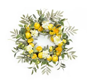 Lemon-Floral Wreath 22"D Foam-Plastic