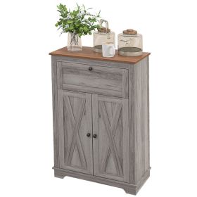 Farmhouse Sideboard Storage Cabinet with Doors and Drawer for Kitchen, Living room, 23.5"x11.75"x34.5", Gray