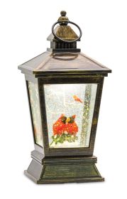 Cardinal Snow Globe Lantern 10.5" Tall Acrylic With 6-Hour Automatic Shut-Off
