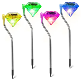 4Pcs Solar Garden Light Outdoor Diamond LED Light IP65 Waterproof