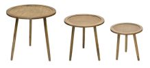 Wood Accent Table Set of 3 - Nested Round End Tables (16", 20", 24" Diameter)