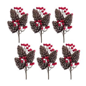 Cone & Berry Pick (Set of 6) 13.25"H Plastic Stem