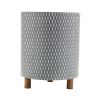 Set Of 3 Iron & Wood Planters (9.5"D x 11.75"H, 10.5"D x 13.5"H, 12"D x 15"H)