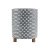 Set Of 3 Iron & Wood Planters (9.5"D x 11.75"H, 10.5"D x 13.5"H, 12"D x 15"H)