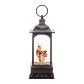 Santa & Snowman Snow Globe 10.5" Tall Plastic With 6-Hour Timer