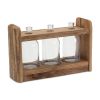 Elegant Triple Vase Set With Wood & Glass Holder