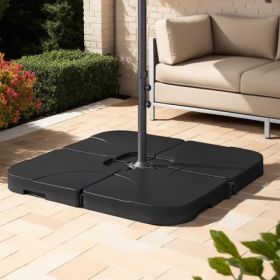 130 Lbs Outdoor Cantilever Umbrella Base, 4-Piece Square Offset Umbrella Stand Plate Set, Water And Sand Fillable, Black (Shipment From Walmart)